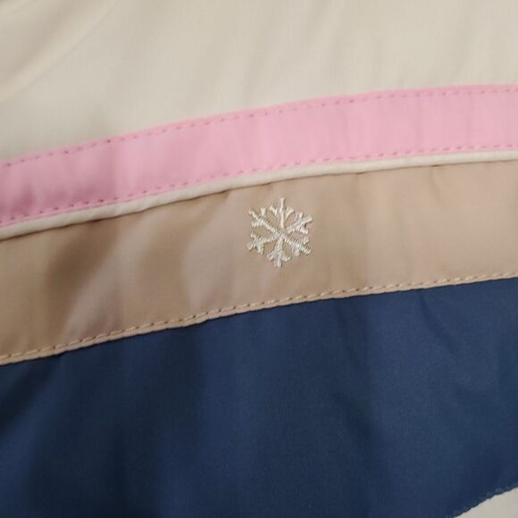 EIVISSA WOMEN'S puffer vest. Size small. Good used condition. Cream, pink & Blue - Picture 3 of 9